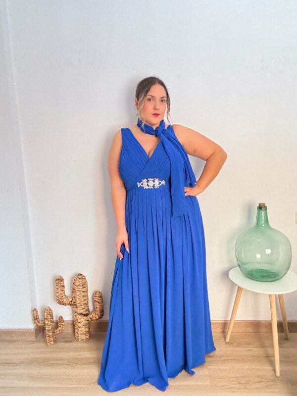 Vestido largo pedreria azulon - Imagen 3