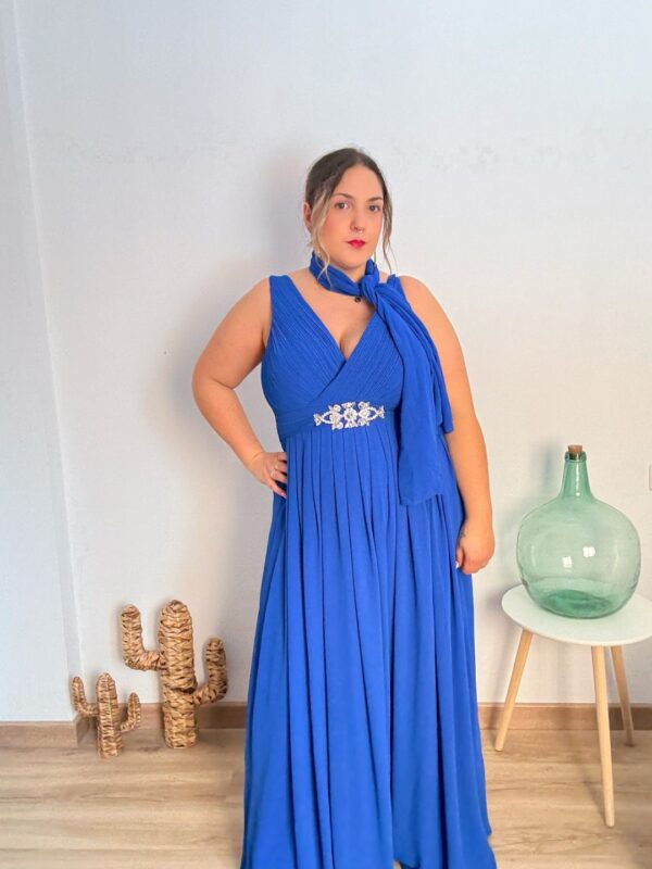 Vestido largo pedreria azulon - Imagen 4