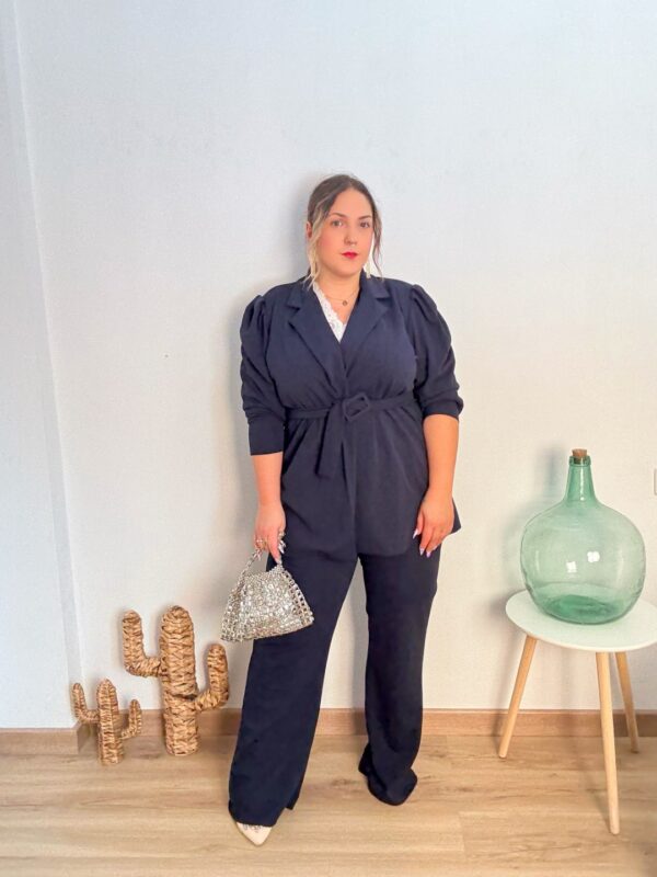 Traje chaqueta manga abullonada marino - Imagen 4
