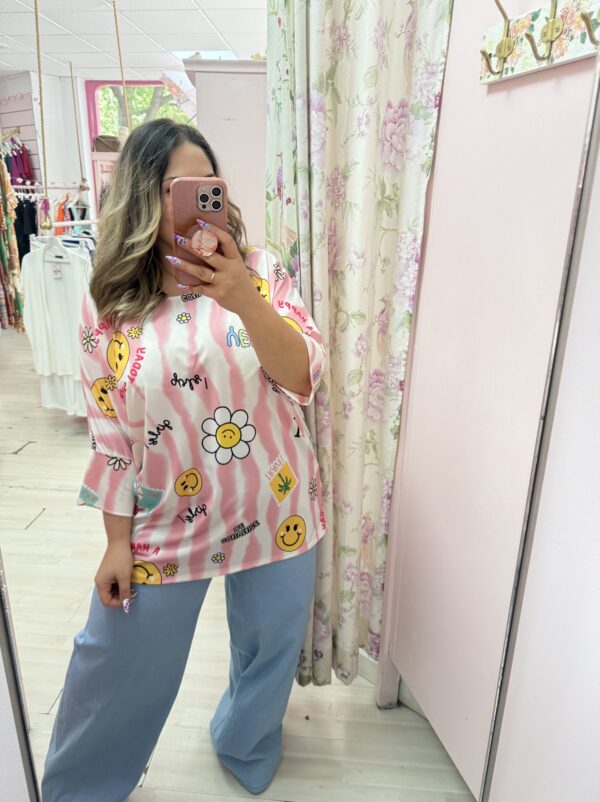 Camiseta smile rosa