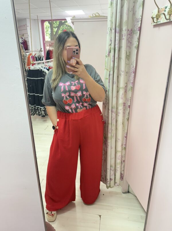 Pantalon tela botones ancho - Imagen 4