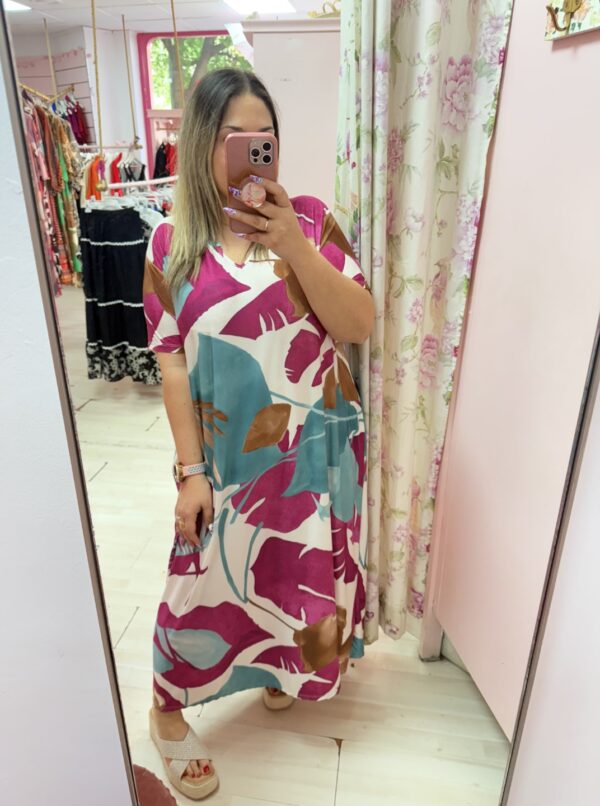 Vestido licra fria bolsillos flores(+colores)