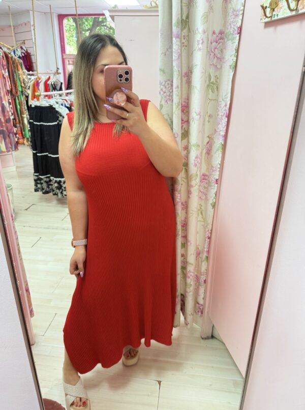 Vestido plisado rojo