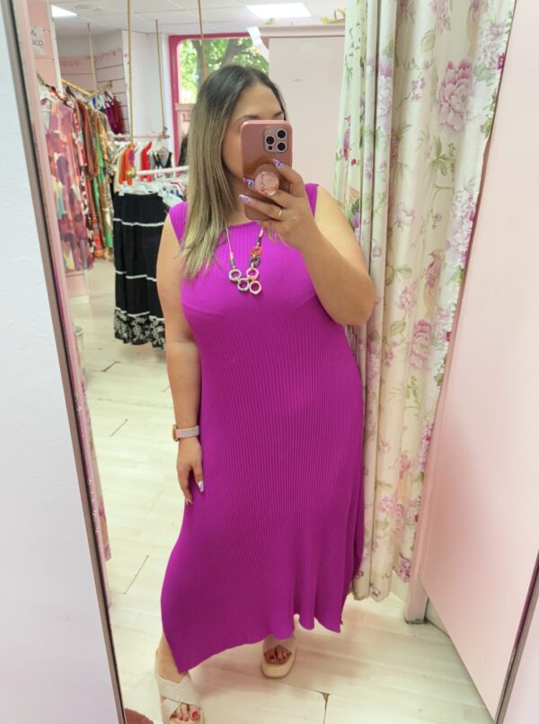 Vestido plisado buganvilla - Imagen 3