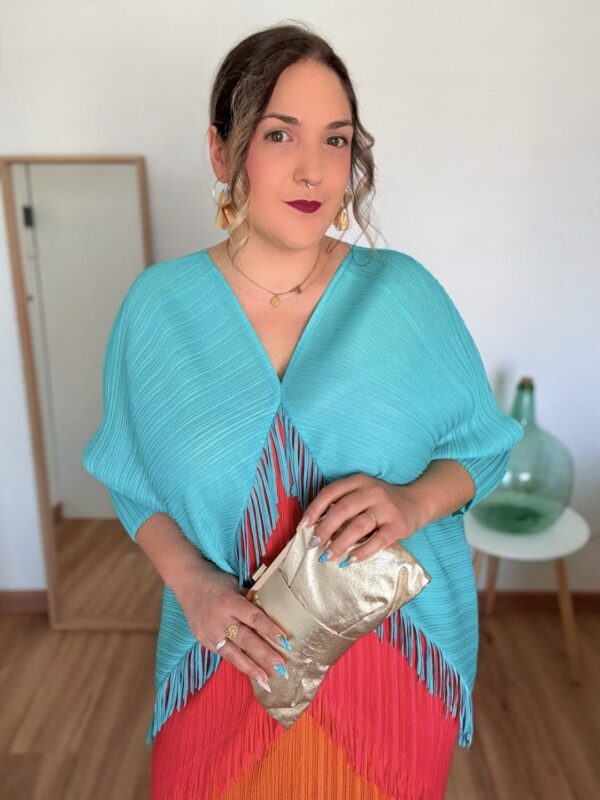 Vestido multitalla azul flecos - Imagen 3