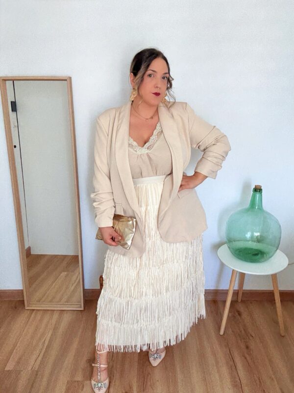 Falda flecos beige - Imagen 2
