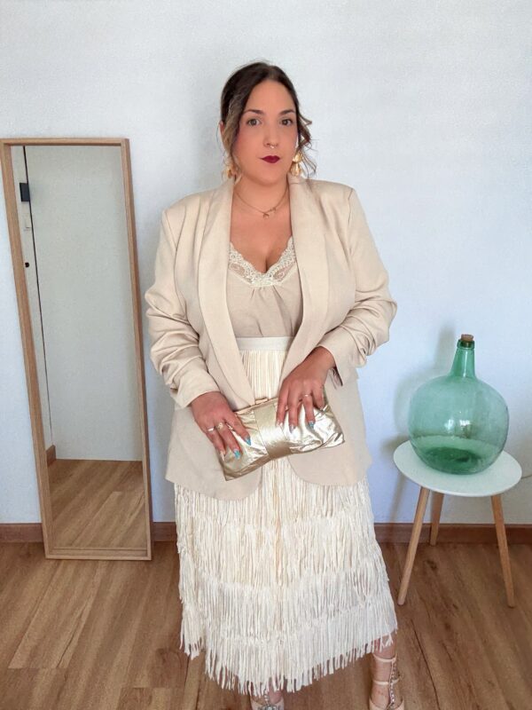 Falda flecos beige - Imagen 3