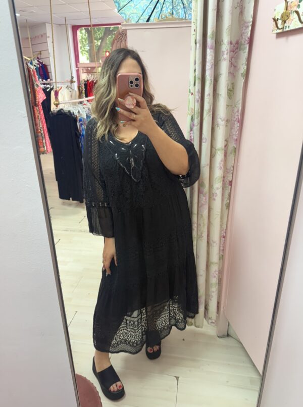 Vestido boho encaje negro