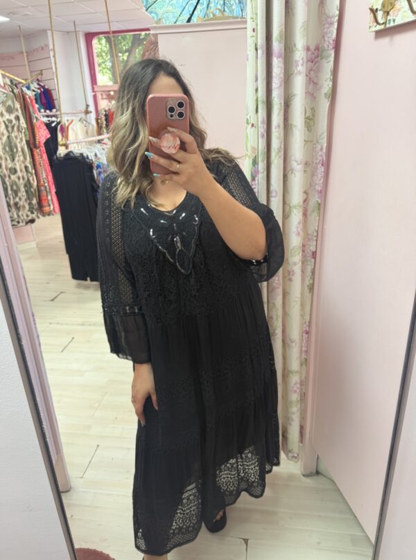 Vestido boho encaje negro - Imagen 4
