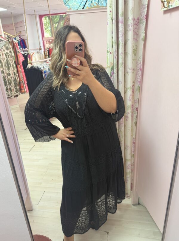 Vestido boho encaje negro - Imagen 5