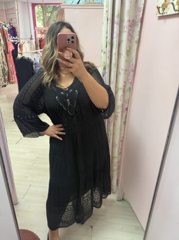Vestido boho encaje negro - Imagen 2