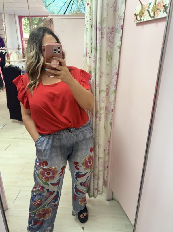 Pantalon ancho flores - Imagen 2