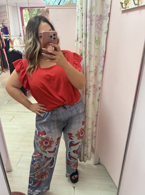 Pantalon ancho flores - Imagen 3