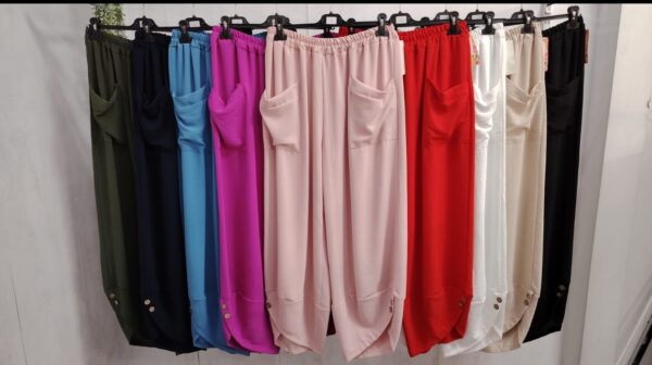 Pantalon ancho bolsillos tela - Imagen 3
