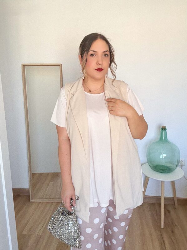 Pantalon lunares beige - Imagen 4