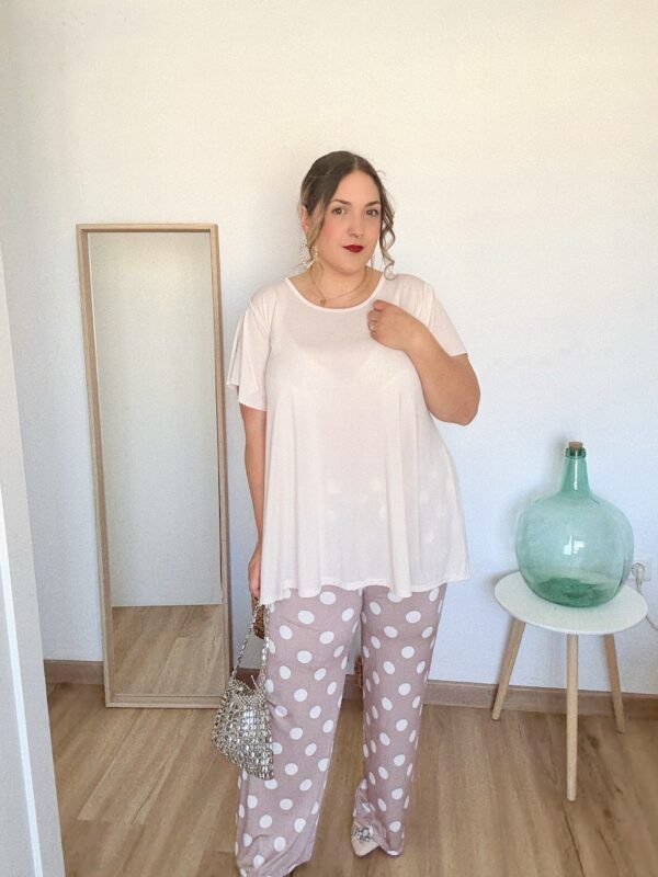 Pantalon lunares beige