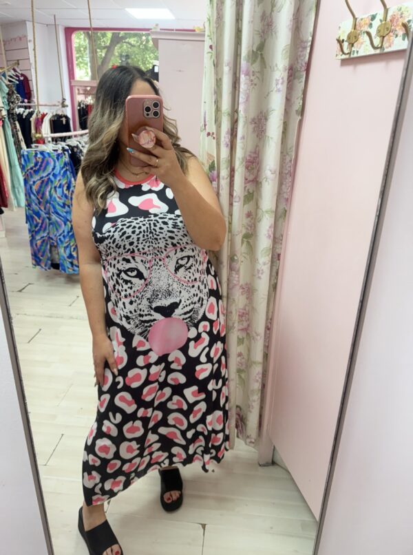 Vestido leopardo elastico pompa - Imagen 4
