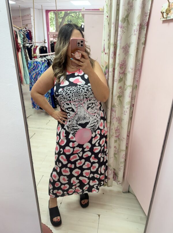 Vestido leopardo elastico pompa - Imagen 3
