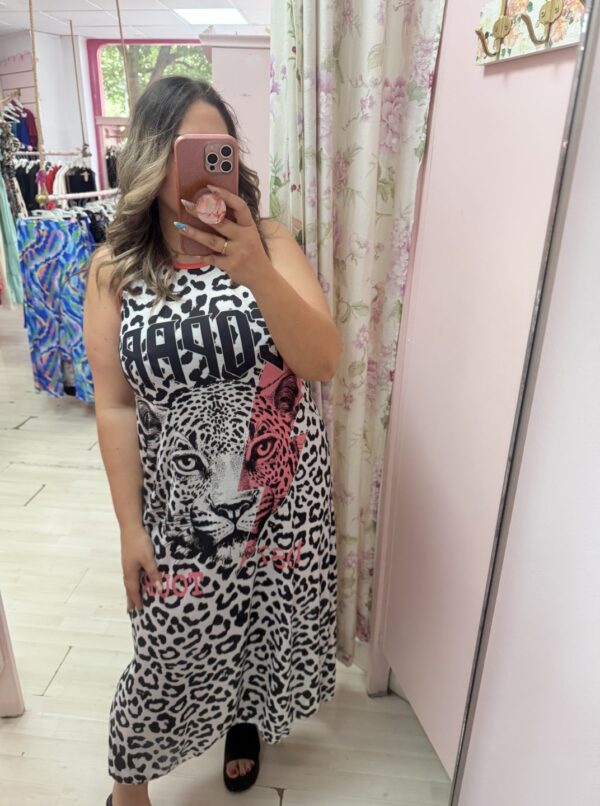 Vestido leopardo elastico blanco y negro - Imagen 3