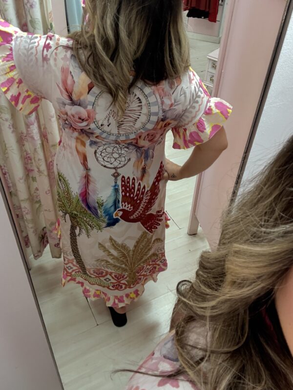 Vestido animal print volantes rosa - Imagen 3