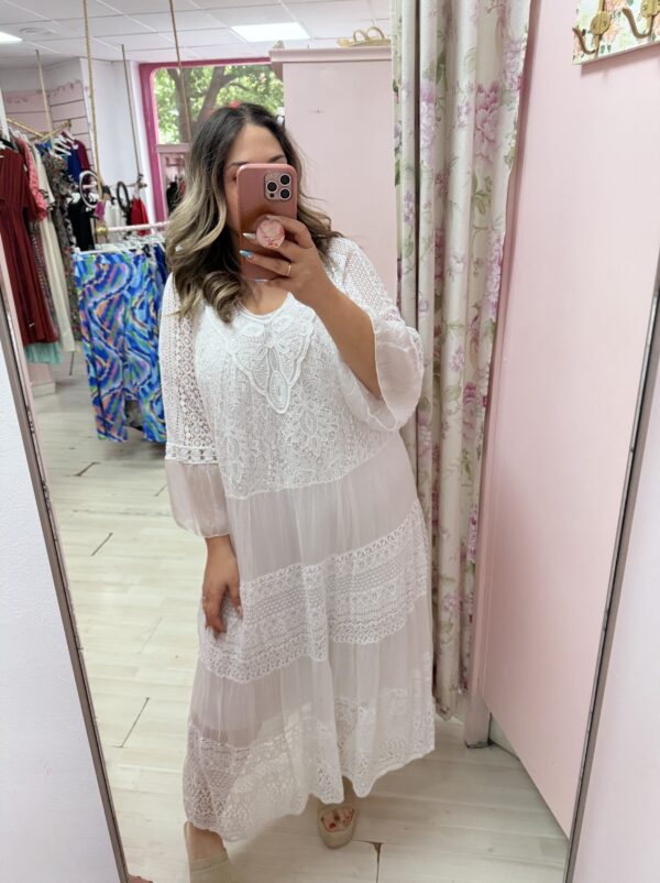 Vestido boho pedreria blanco