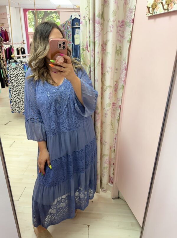 Vestido pedreria boho azul