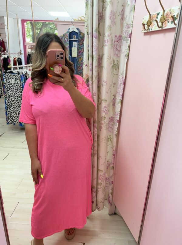 Vestido algodon neon fucsia - Imagen 4
