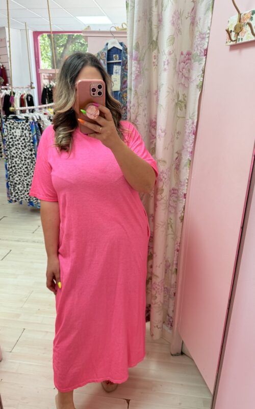 Vestido algodon neon fucsia