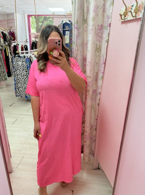 Vestido algodon neon fucsia