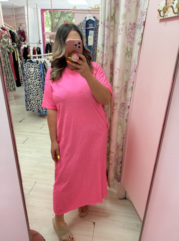 Vestido algodon neon fucsia - Imagen 3