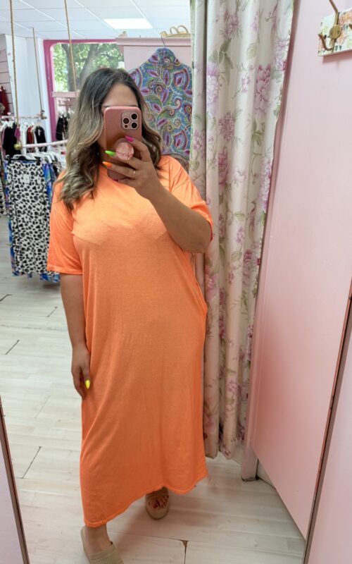Vestido algodon neon naranja