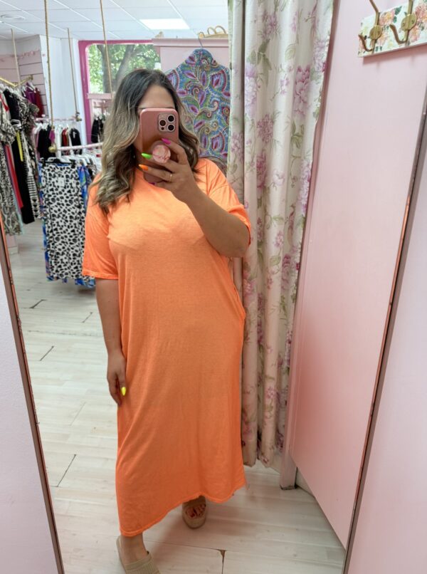 Vestido algodon neon naranja