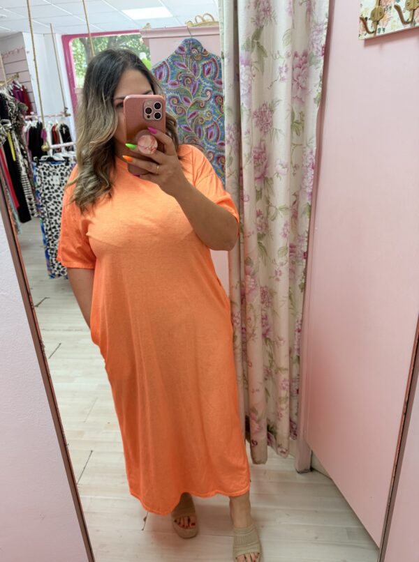 Vestido algodon neon naranja - Imagen 3