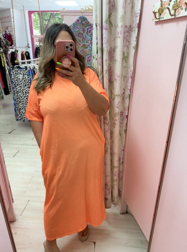 Vestido algodon neon naranja - Imagen 4