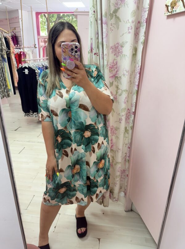 Vestido corto licra fria turquesa - Imagen 2