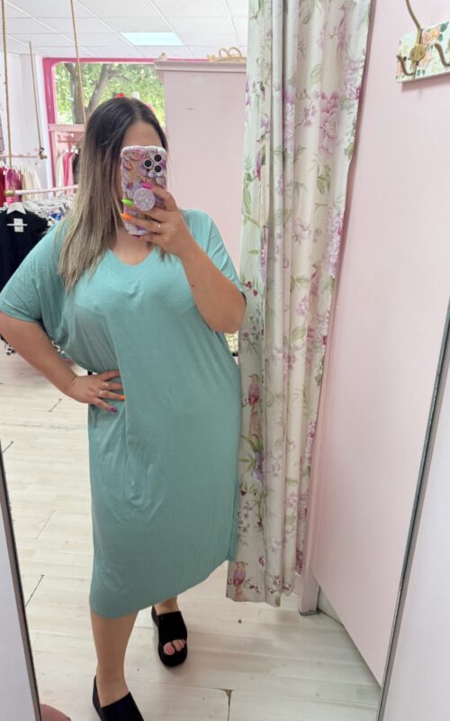 Vestido lazada espalda verde agua