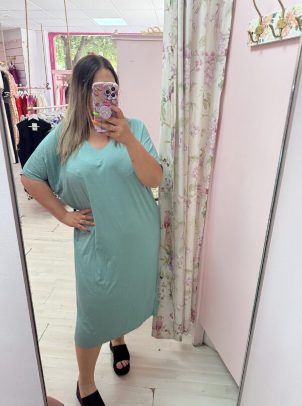 Vestido lazada espalda verde agua
