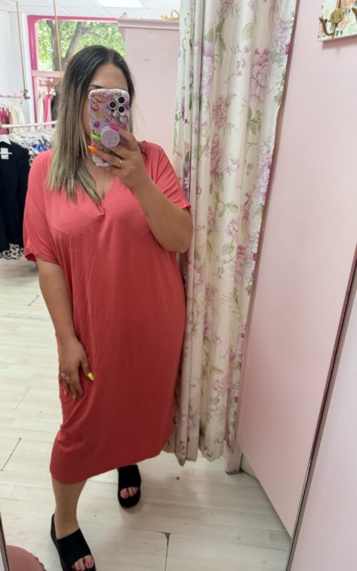 Vestido lazada espalda coral