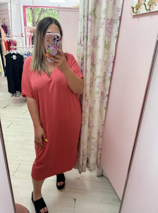 Vestido lazada espalda coral