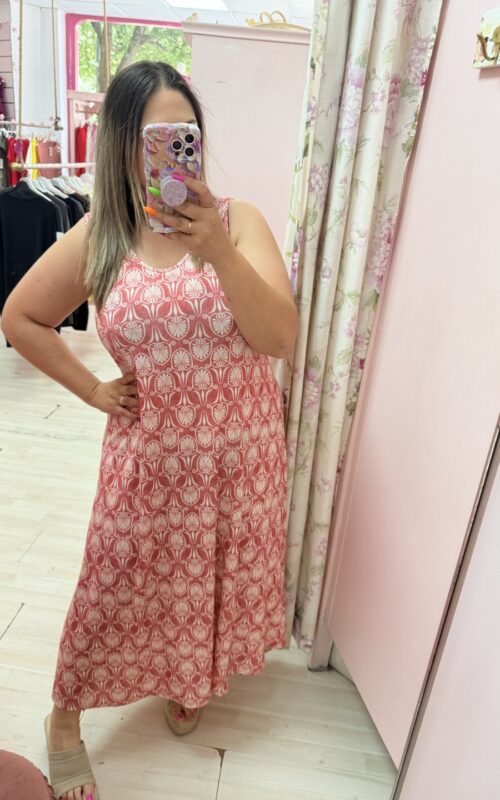 Vestido licra fria tirantes rosa