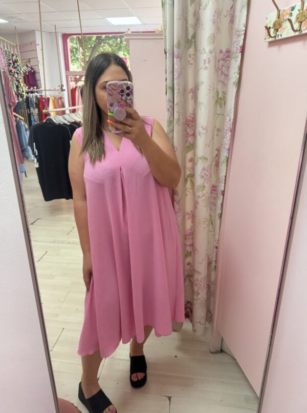 Vestido midi rosa - Imagen 4