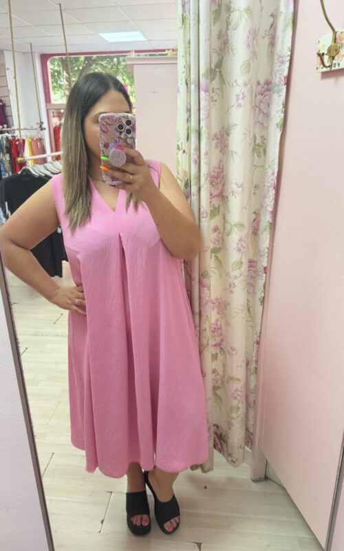 Vestido midi rosa