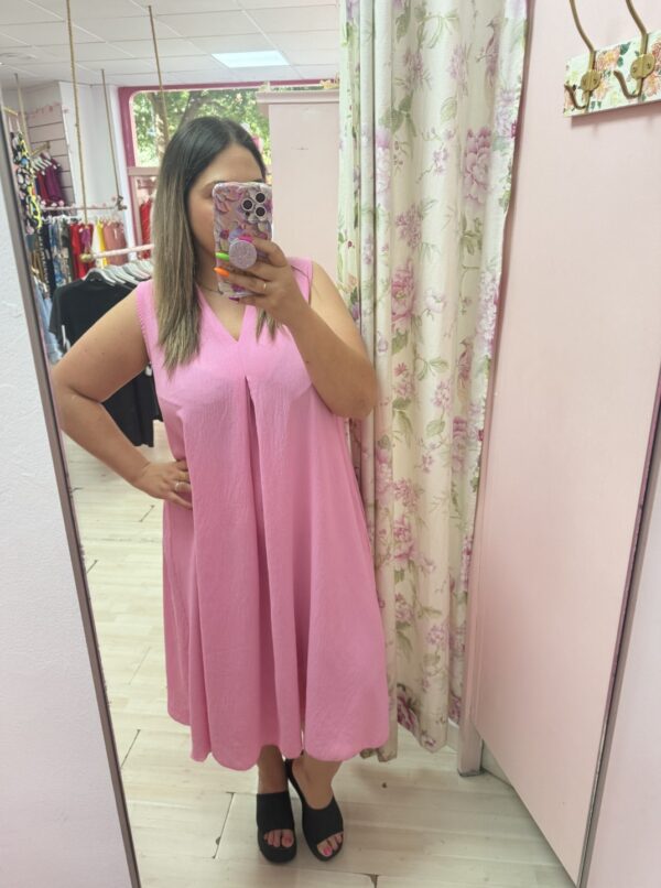 Vestido midi rosa