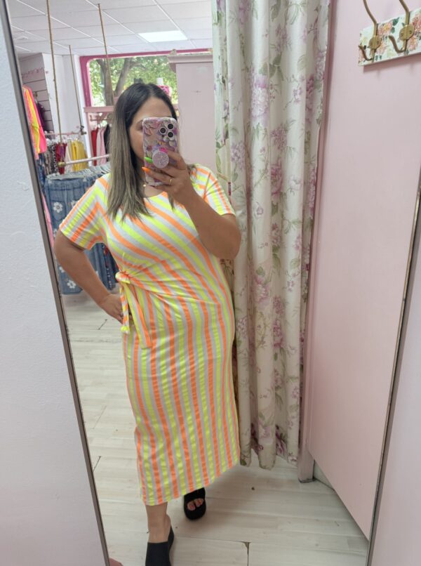 Vestido rayas amarillo y naranja - Imagen 4