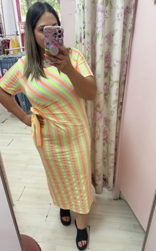 Vestido rayas amarillo y naranja
