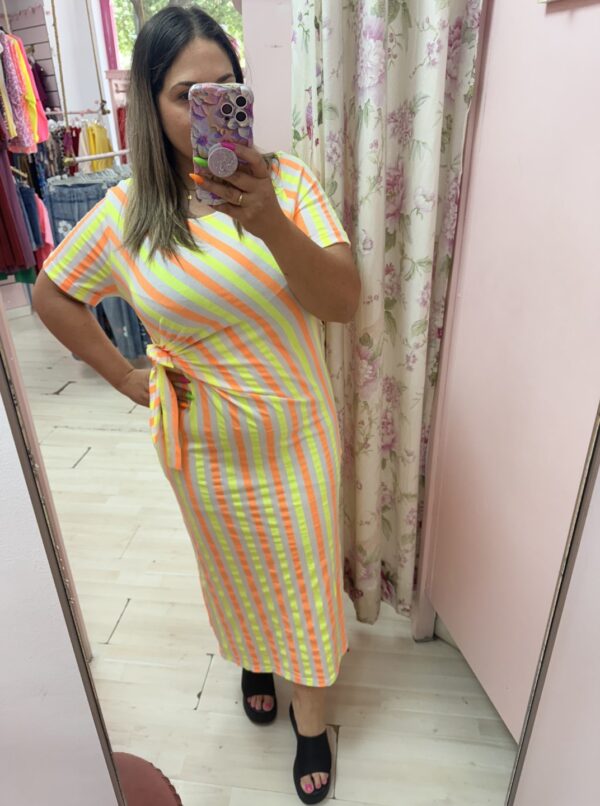 Vestido rayas amarillo y naranja