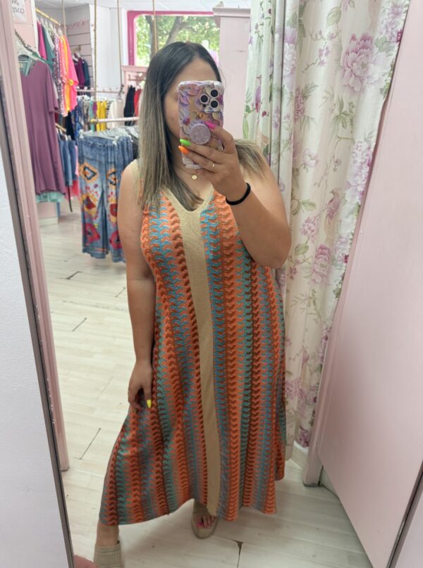 Vestido multicolor naranja - Imagen 3
