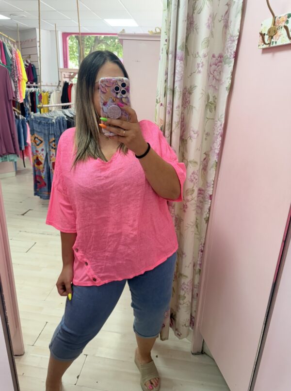 Camiseta lino fluor fucsia
