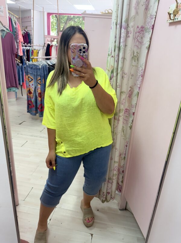 Camiseta lino fluor amarilla