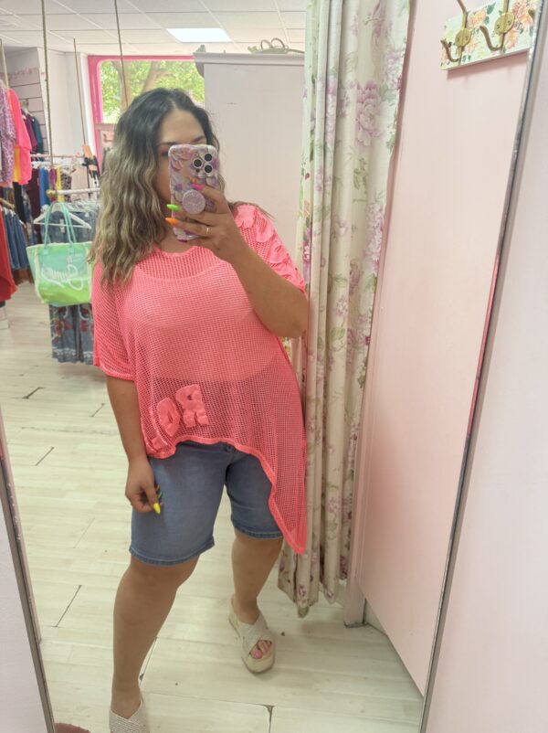 Camiseta rejilla rosa fluor - Imagen 2